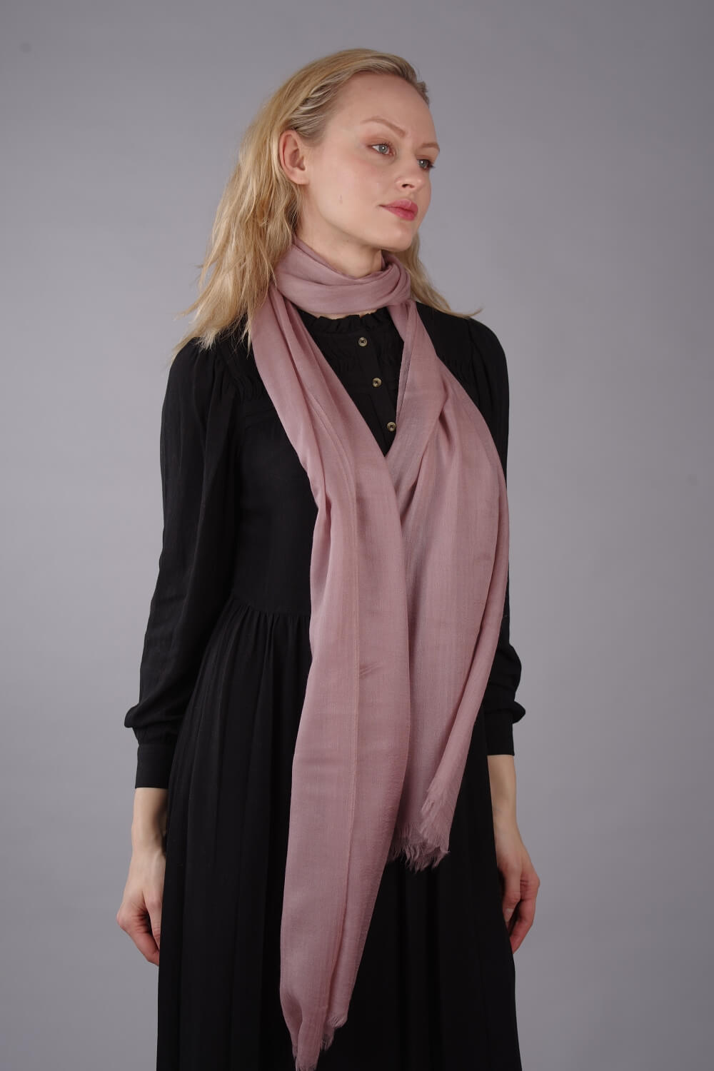 Extra Large Finest Cashmere Shawl Silver Pink - Vshine Silk and Shine 