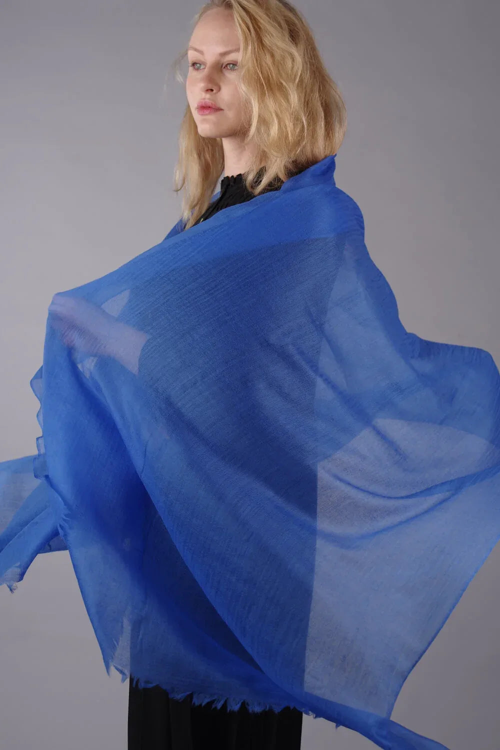 Extra Large Finest Cashmere Shawl Royal Blue - Vshine Silk and Shine 