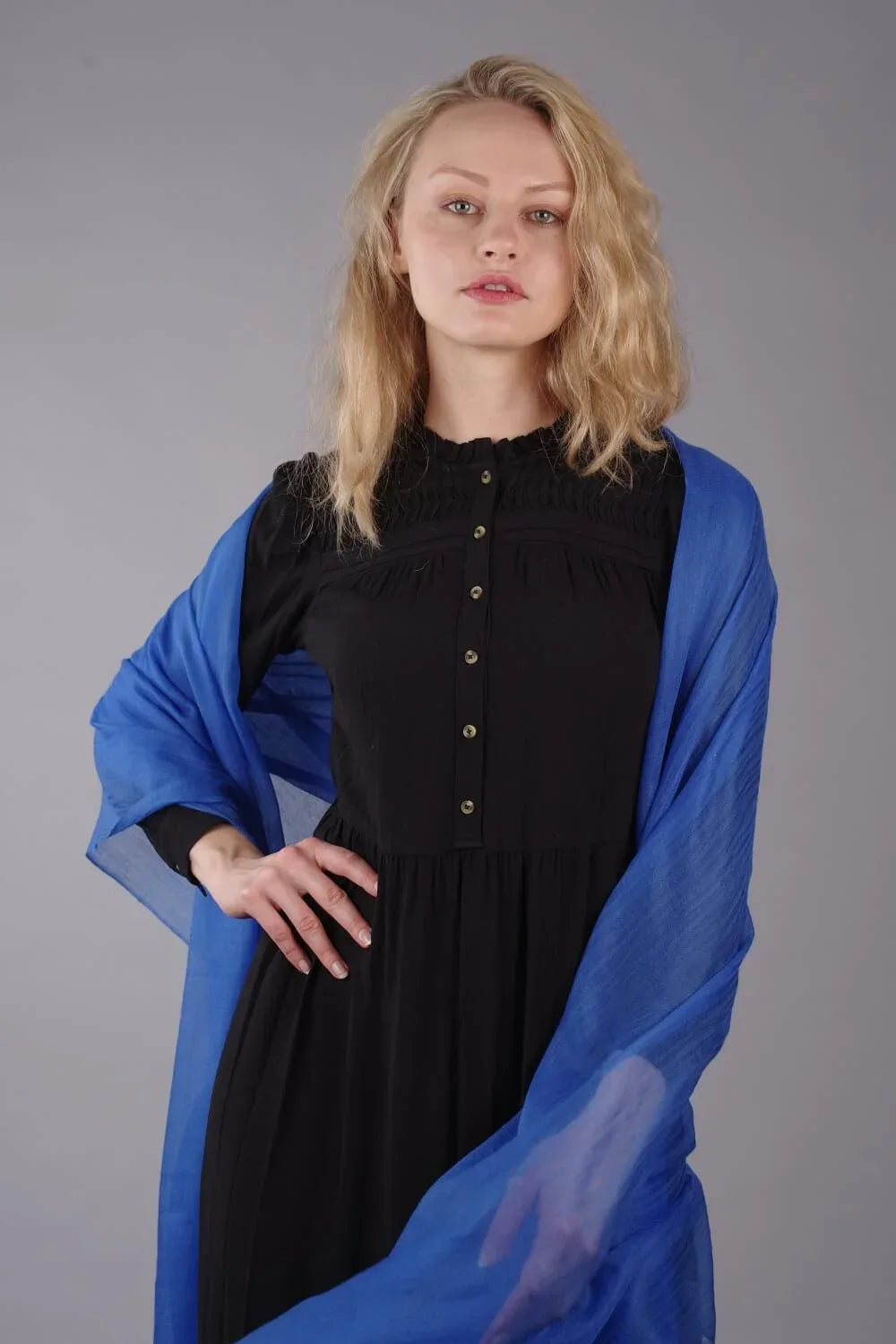 Extra Large Finest Cashmere Shawl Royal Blue - Vshine Silk and Shine 