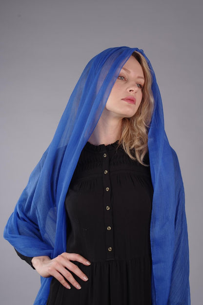 Extra Large Finest Cashmere Shawl Royal Blue - Vshine Silk and Shine 