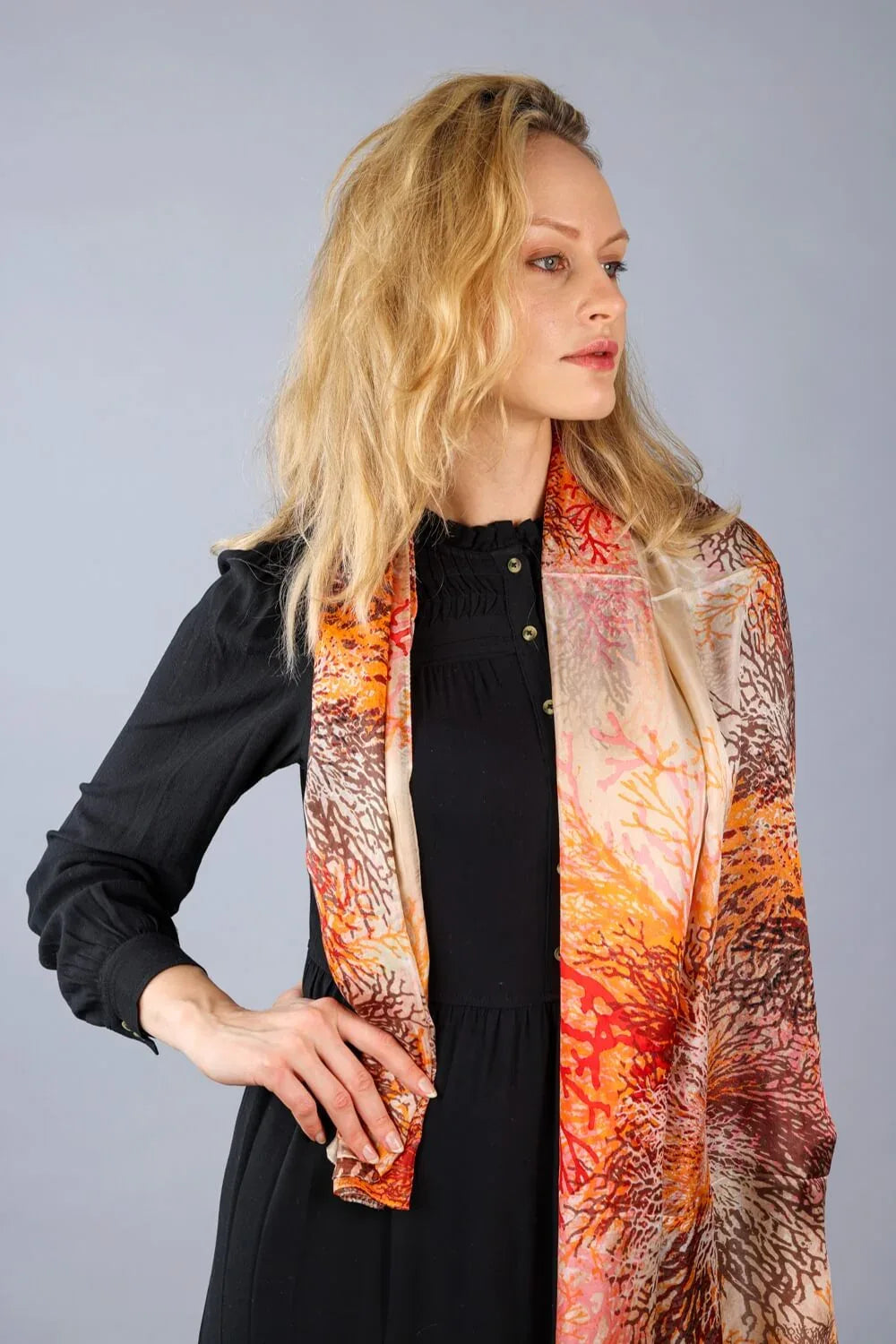 Rainbow Range| Large Silk Scarf Coral Red - Vshine Silk and Shine 