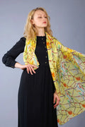Rainbow Range| Large Silk Scarf Power of Web Yellow - Vshine Silk and Shine 