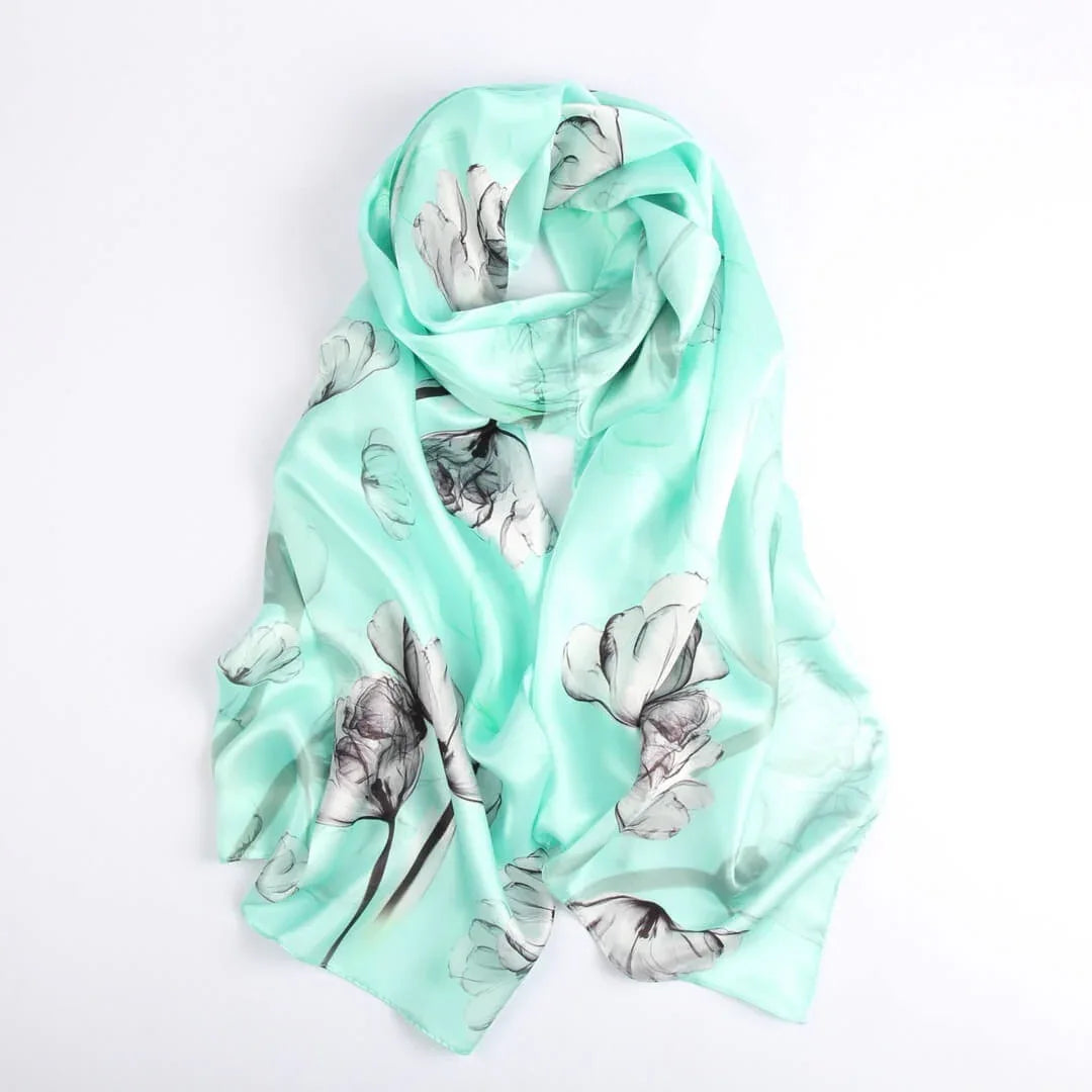 Silk Scarf Collections|Blossom Range|Mint Green - Vshine Silk and Shine 