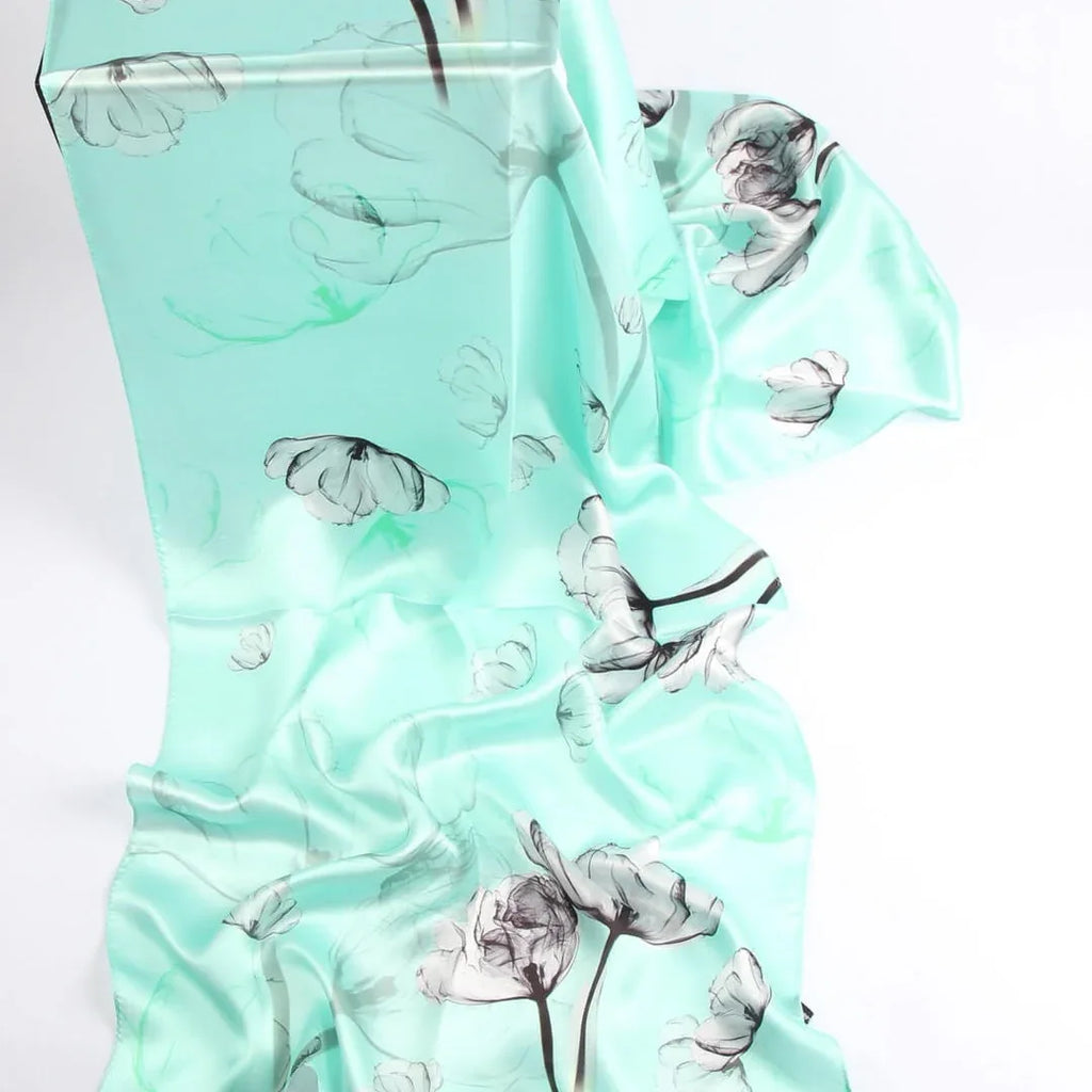 Silk Scarf Collections|Blossom Range|Mint Green - Vshine Silk and Shine 