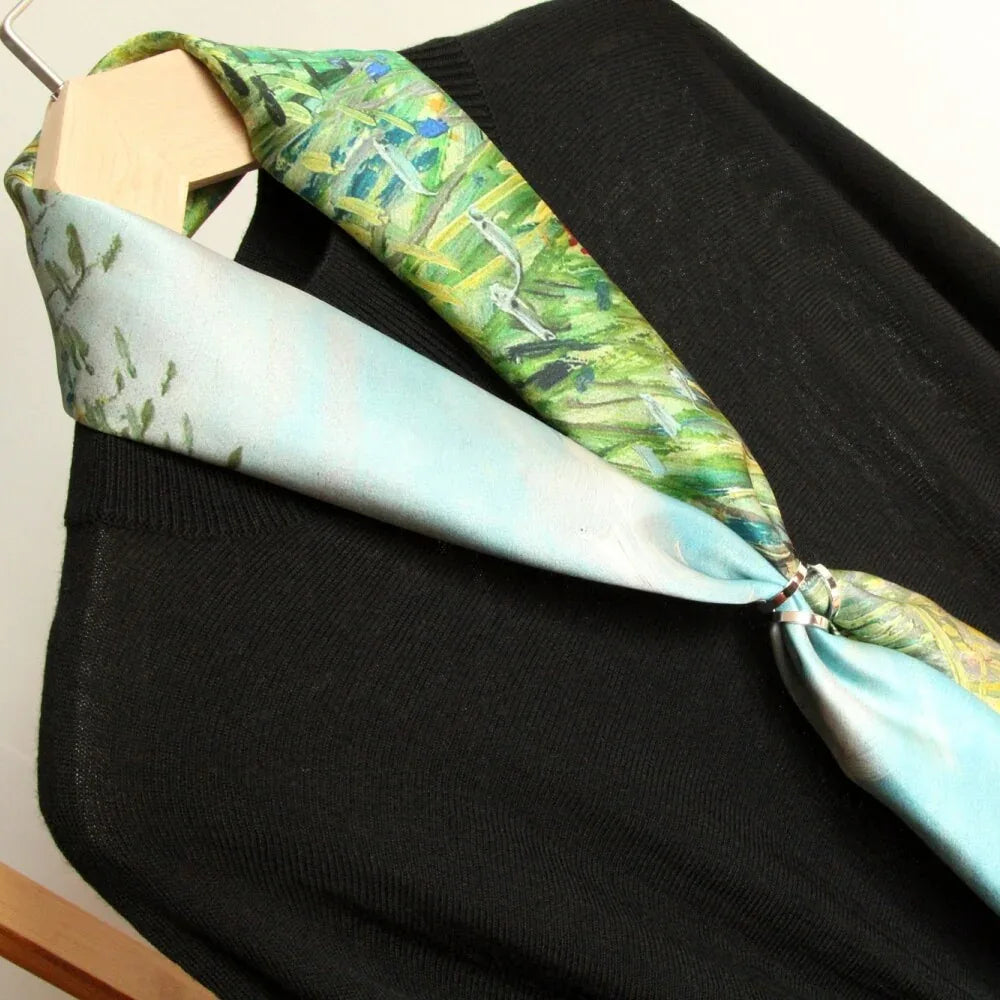 Oil Paint Silk Scarf| Oil Paint Wheat field with a lark - Vshine Silk and Shine 