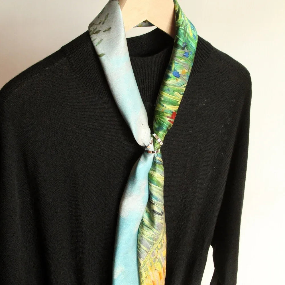 Oil Paint Silk Scarf| Oil Paint Wheat field with a lark - Vshine Silk and Shine 