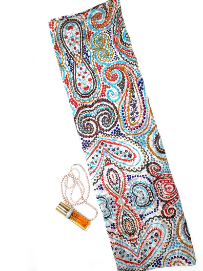 Large Silk Scarf Abstract Paiseley Original - Vshine Silk and Shine Fashion Accessories Paisley