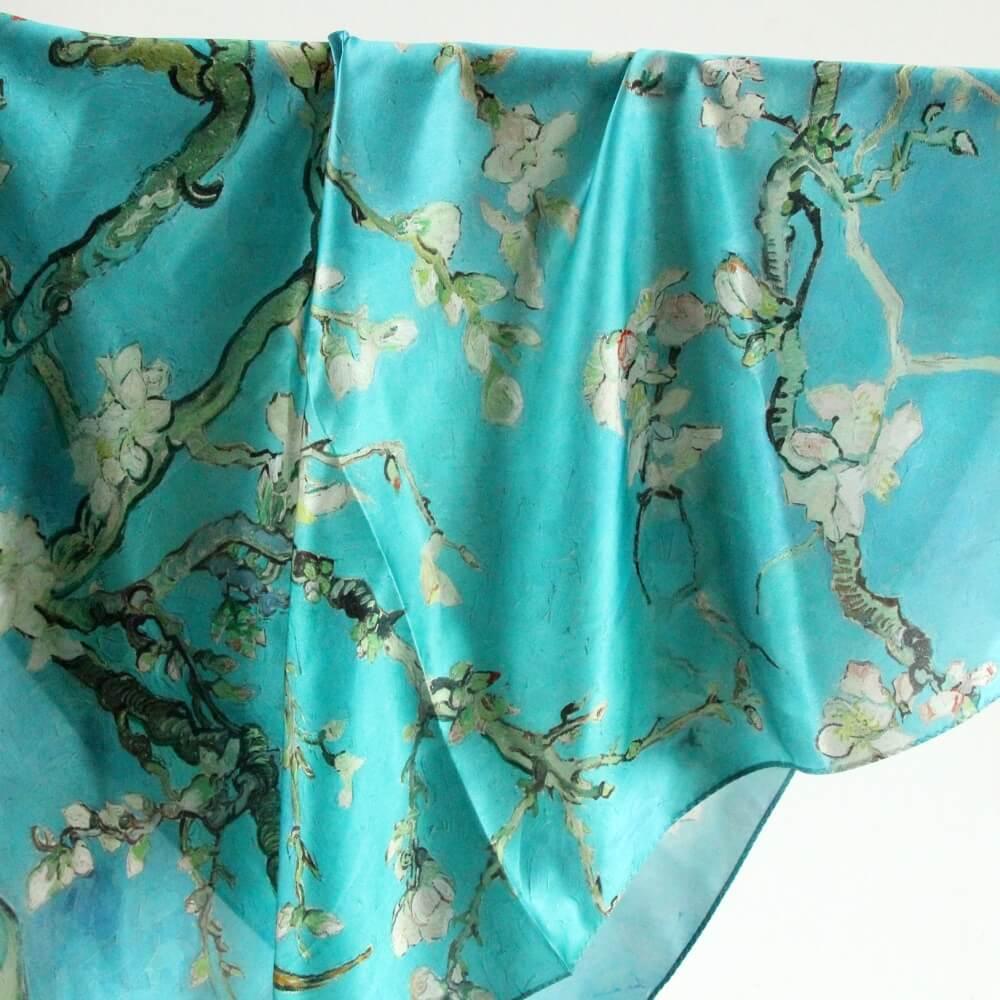 Oil Paint Silk Scarf| Almond Blossom - Vshine Silk and Shine 