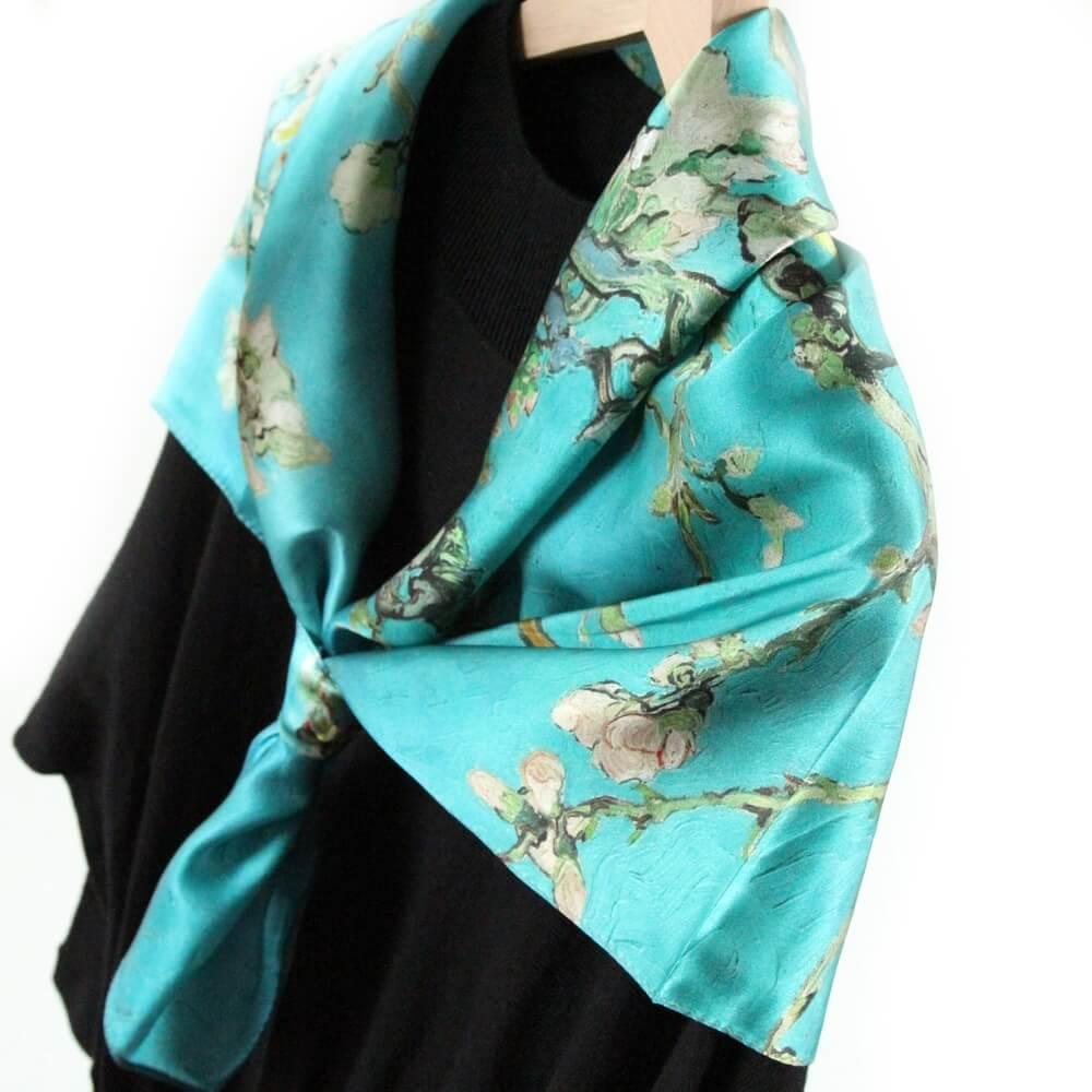 Oil Paint Silk Scarf| Almond Blossom - Vshine Silk and Shine 