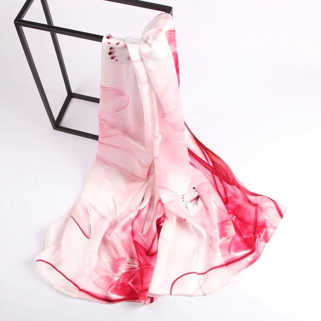 Silk Scarf Collecitons|Blossom Range|Subtle Pastel|Red|Long Silk Scarf - Vshine Silk and Shine 