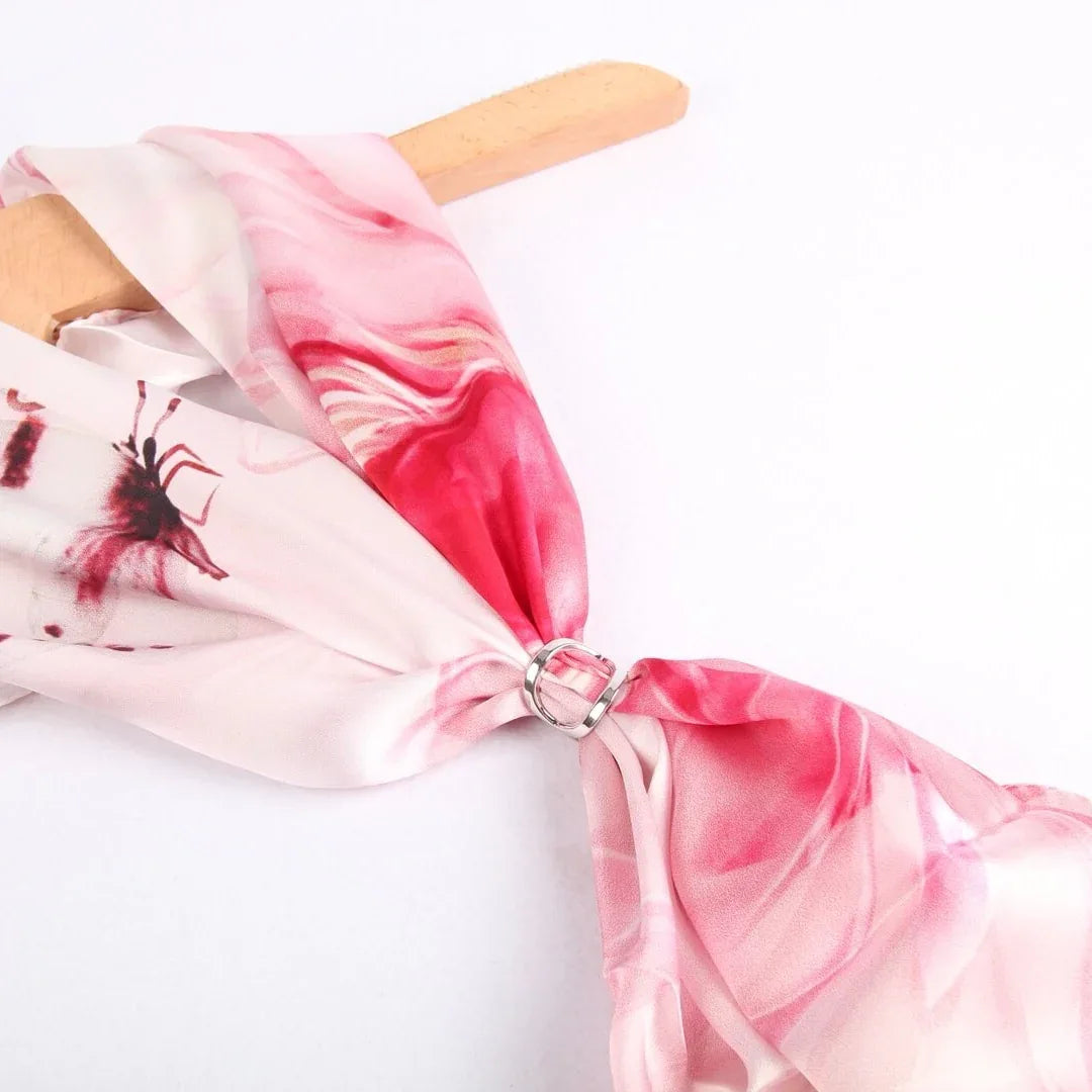 Silk Scarf Collecitons|Blossom Range|Subtle Pastel|Red|Long Silk Scarf - Vshine Silk and Shine 