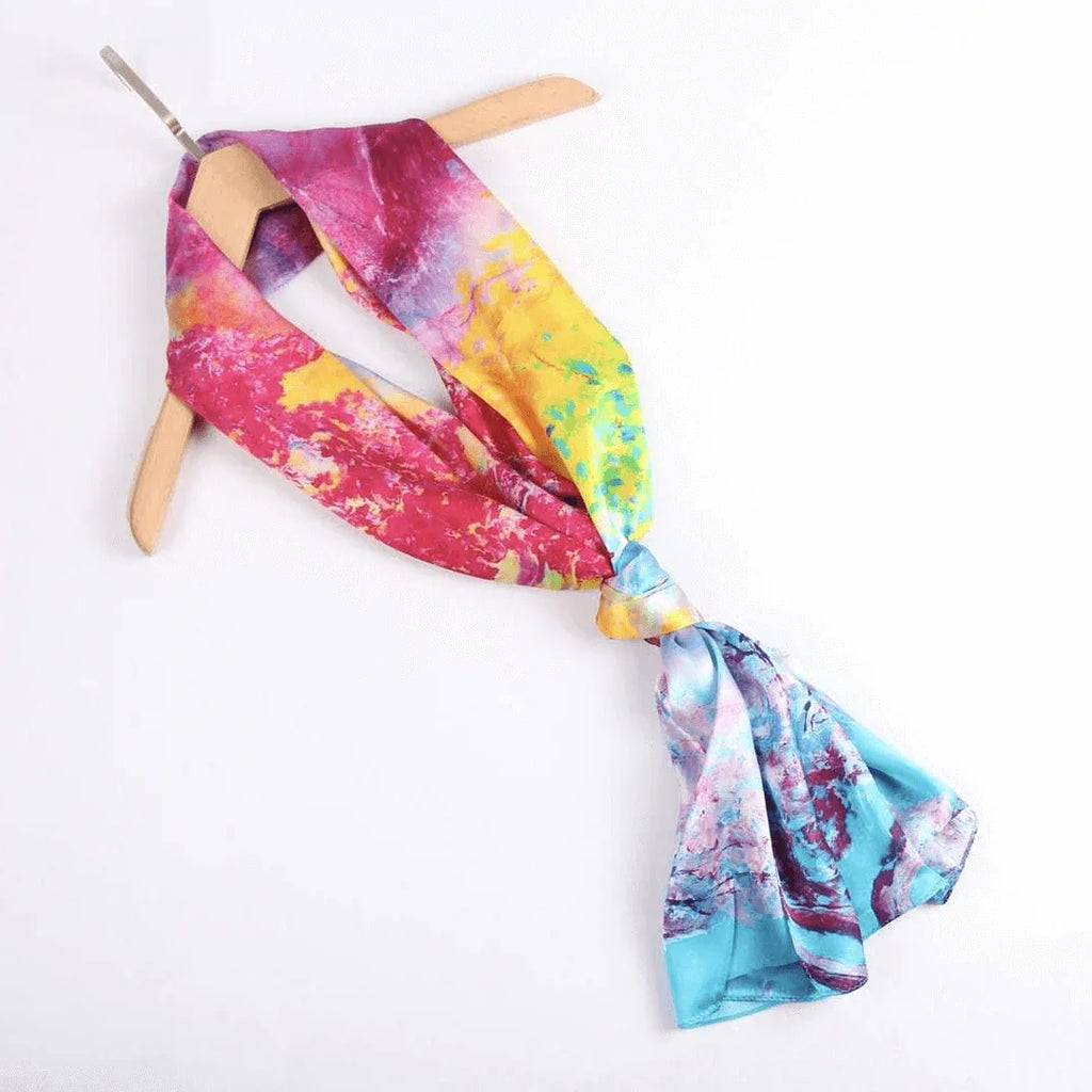 Silk Scarf Collections|Blossom Range|Rainbow Design|Long Silk Scarf - Vshine Silk and Shine 