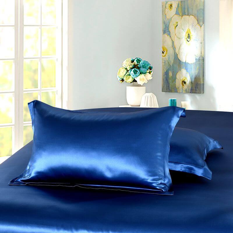 Luxury Silk and Shine Bedding Set Pure Lux Neutral Tone Dark Blue - Vshine Silk and Shine 