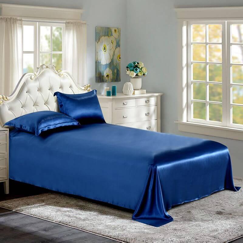 Luxury Silk and Shine Bedding Set Pure Lux Neutral Tone Dark Blue - Vshine Silk and Shine 