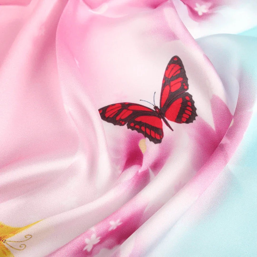 Silk Scarf Collections|Blossom Range|Joy Design|Pink|Long Silk Scarf - Vshine Silk and Shine 