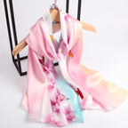 Silk Scarf Collections|Blossom Range|Joy Design|Pink|Long Silk Scarf - Vshine Silk and Shine 