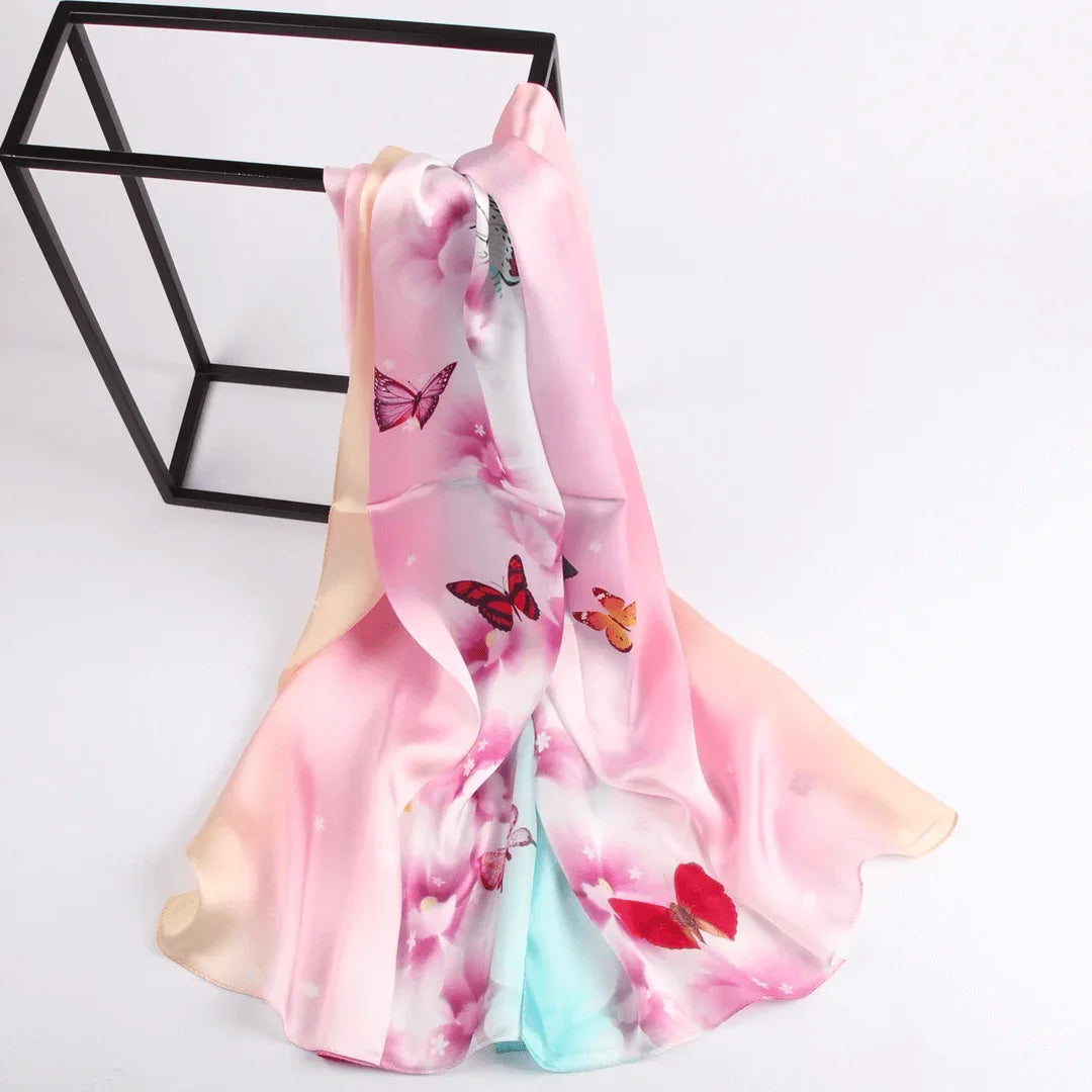 Silk Scarf Collections|Blossom Range|Joy Design|Pink|Long Silk Scarf - Vshine Silk and Shine 