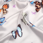 Silk Scarf Collections|Blossom Range|Butterfly Design|Silver|Long Silk Scarf - Vshine Silk and Shine 