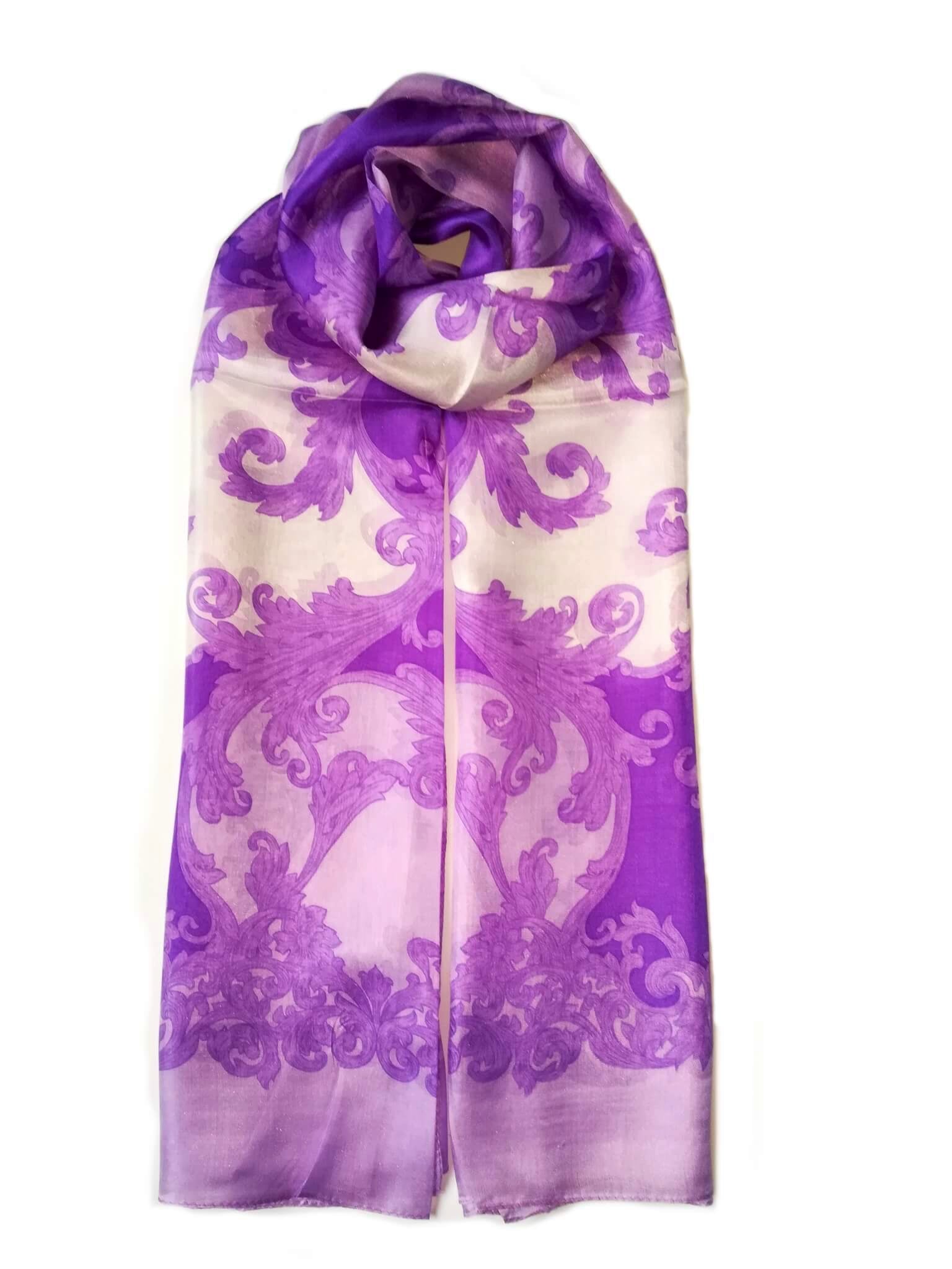Large Silk Scarf Porcelain Lilac - Vshine Silk and Shine Fashion Accessories