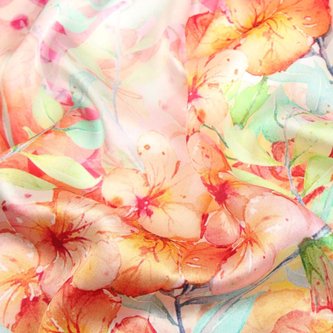 Silk Scarf Collections|Blossom Range|Orange Pastel|Long Silk Scarf - Vshine Silk and Shine 