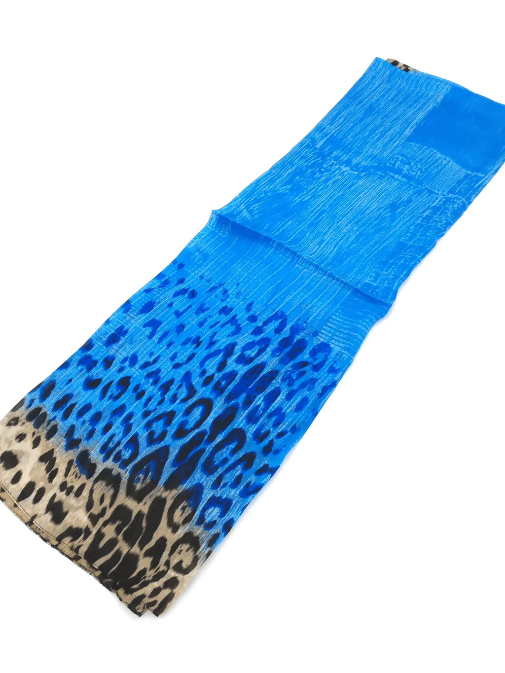 Rainbow Range| Large Silk Scarf Leopard Blue - Vshine Silk and Shine 