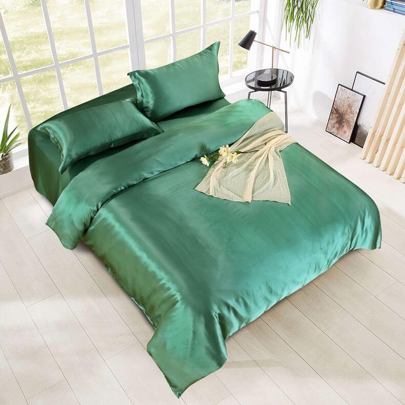 Luxury Silk and Shine Bedding Set Pure Lux Neutral Tone Lush Green - Vshine Silk and Shine 