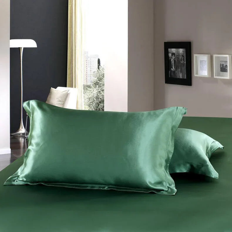 Luxury Silk and Shine Bedding Set Pure Lux Neutral Tone Lush Green - Vshine Silk and Shine 