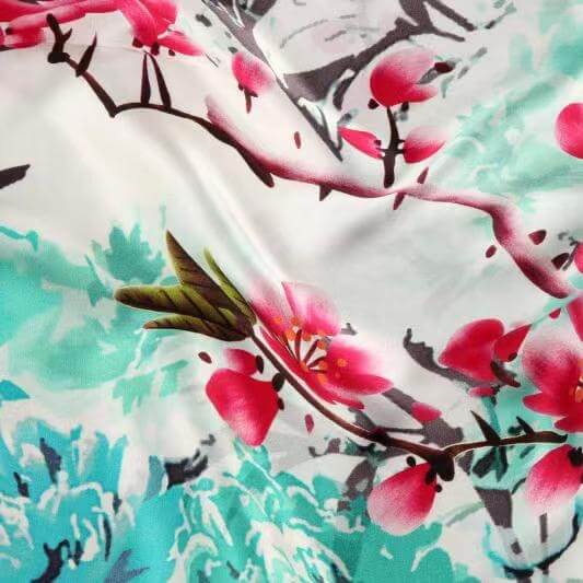 Silk Scarf Collections|Blossom Range|Spring Design|Green|Long Silk Scarf - Vshine Silk and Shine 
