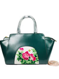 Luxury Silk Embroidery Handbag - Green Peony