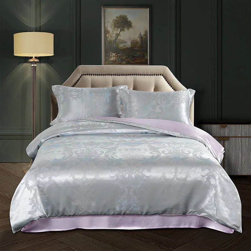 Luxury Silk and Shine Bedding Set Pure Lux Silver Grey - Vshine Silk and Shine 