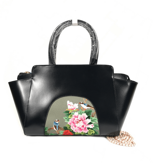 Luxury Silk Embroidery Handbag| Large| Spring Bliss - Vshine Silk and Shine Fashion Accessories