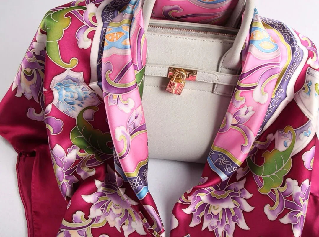 Limited Edition Hand Painted Silk Scarf| Pink - Vshine Silk and Shine 