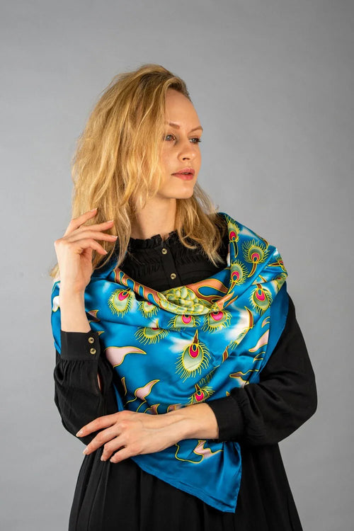 Limited Edition Hand Painted Silk Scarf|Dark Green - Vshine Silk and Shine 