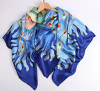 Limited Edition Hand Painted Silk Scarf| Blue - Vshine Silk and Shine 