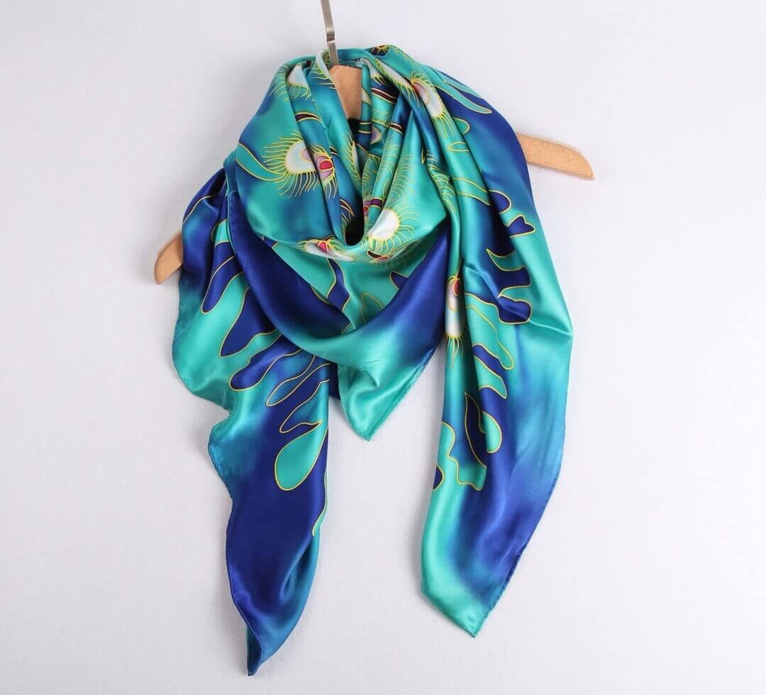 Limited Edition Hand Painted Silk Scarf Green - Vshine Silk and Shine Fashion Accessories