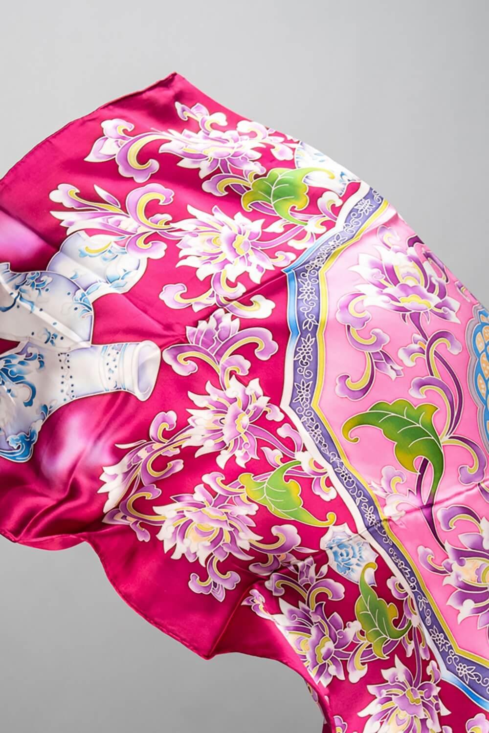 Limited Edition Hand Painted Silk Scarf| Pink - Vshine Silk and Shine 