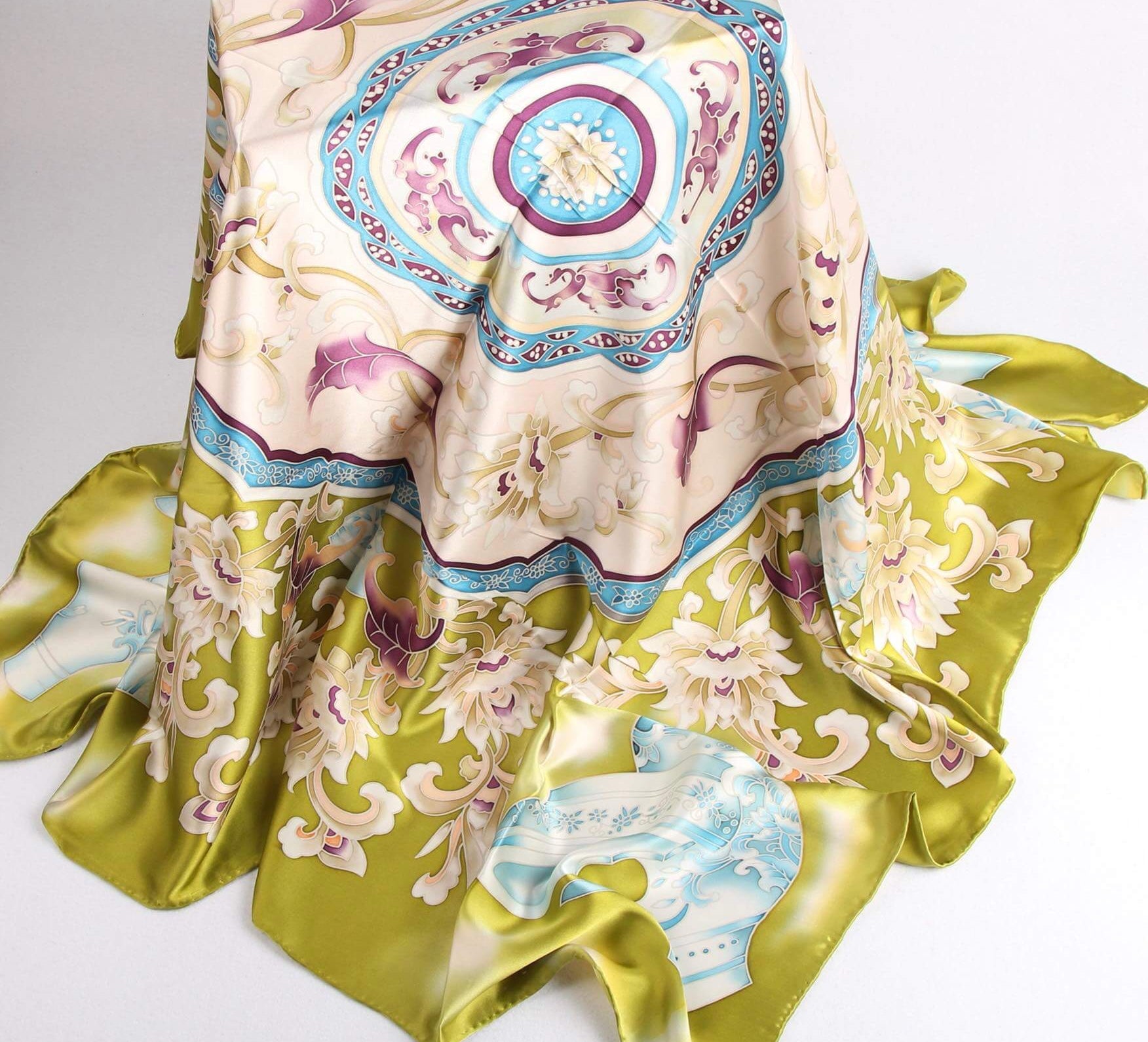 Limited Edition Hand Painted Silk Scarf Yellow - Vshine Silk and Shine Fashion Accessories