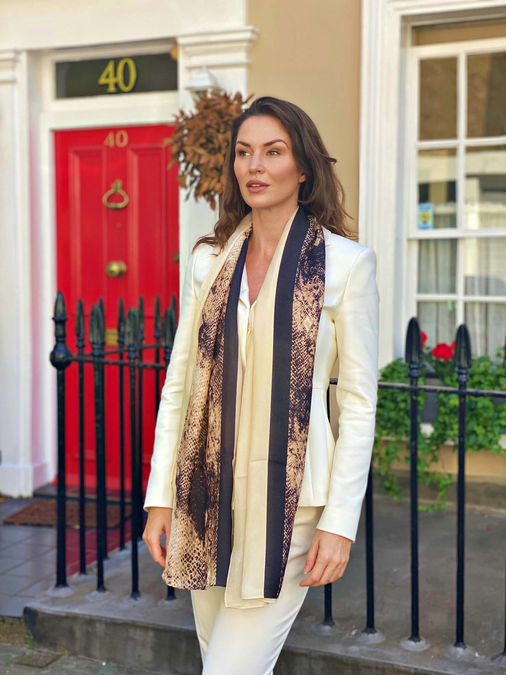 Silk Scarf Collection|Rainbow Range|Animal Python Skin|Natural|Long Silk Scarf - Vshine Silk and Shine 