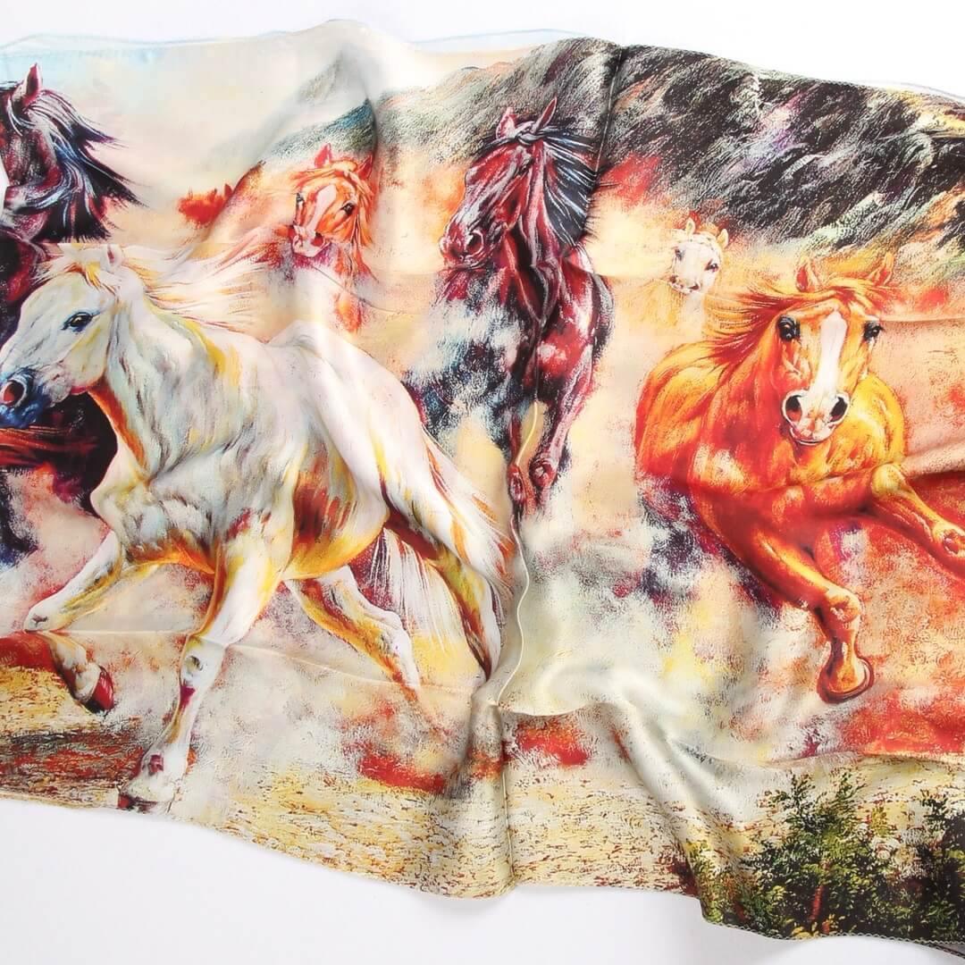 Blossom Range|Horse Racing Scarf|Multicolour|Long Silk Scarf - Vshine Silk and Shine 