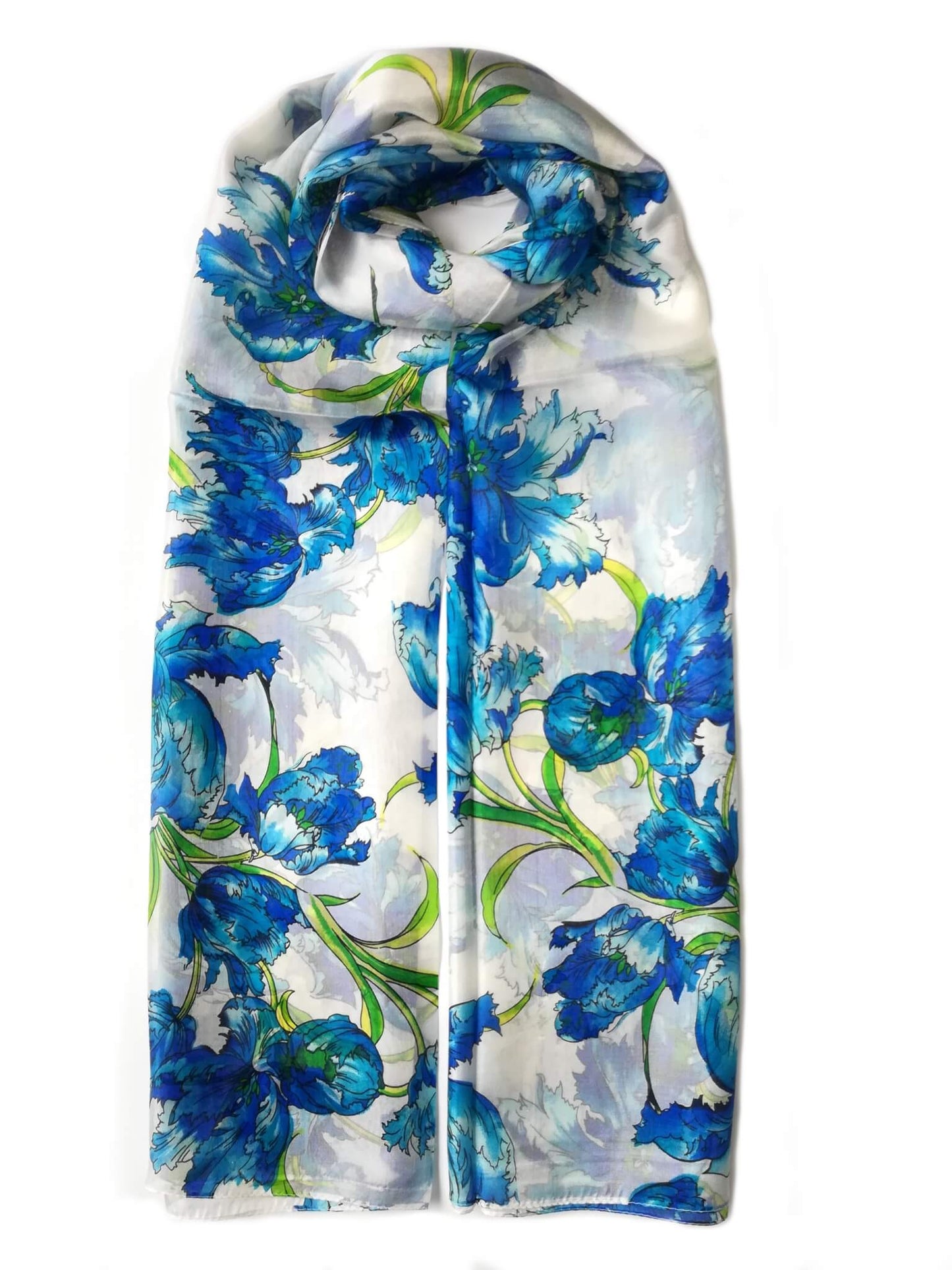 Large Silk Scarf Iris Blue - Vshine Silk and Shine Fashion Accessories