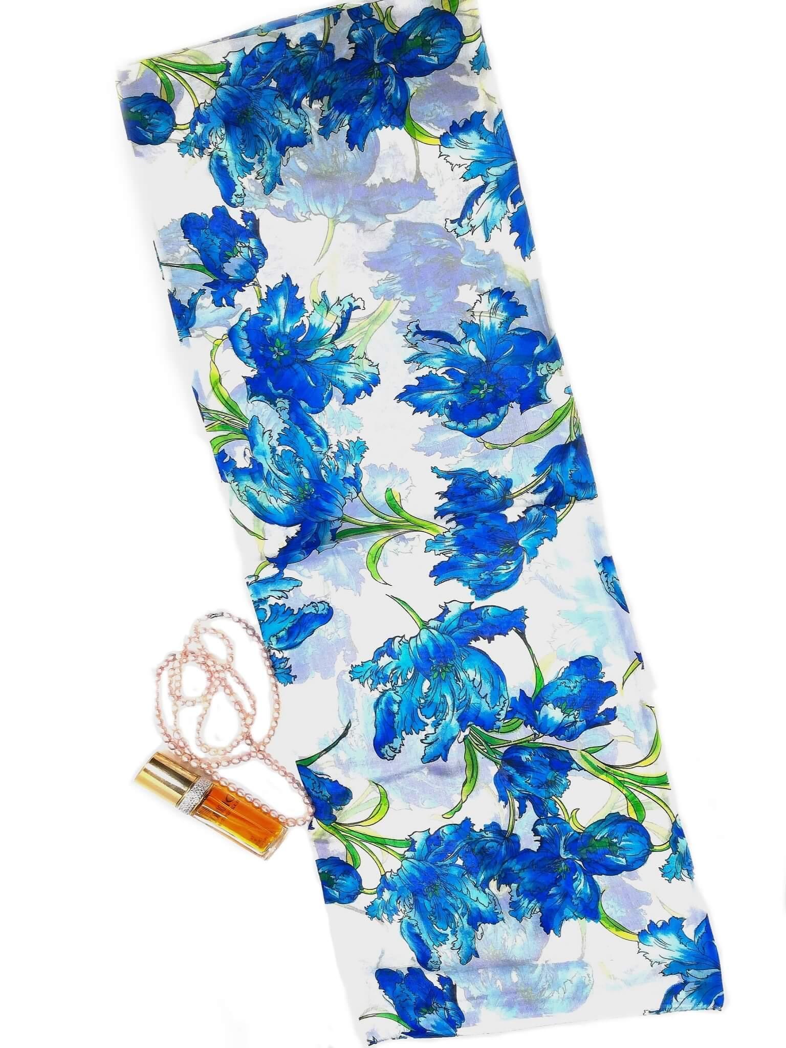 Rainbow Range| Large Silk Scarf Iris Blue - Vshine Silk and Shine 