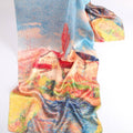 Silk Scarf Collections|Blossom Range|Landscape Design|Golden|Long Silk Scarf - Vshine Silk and Shine 