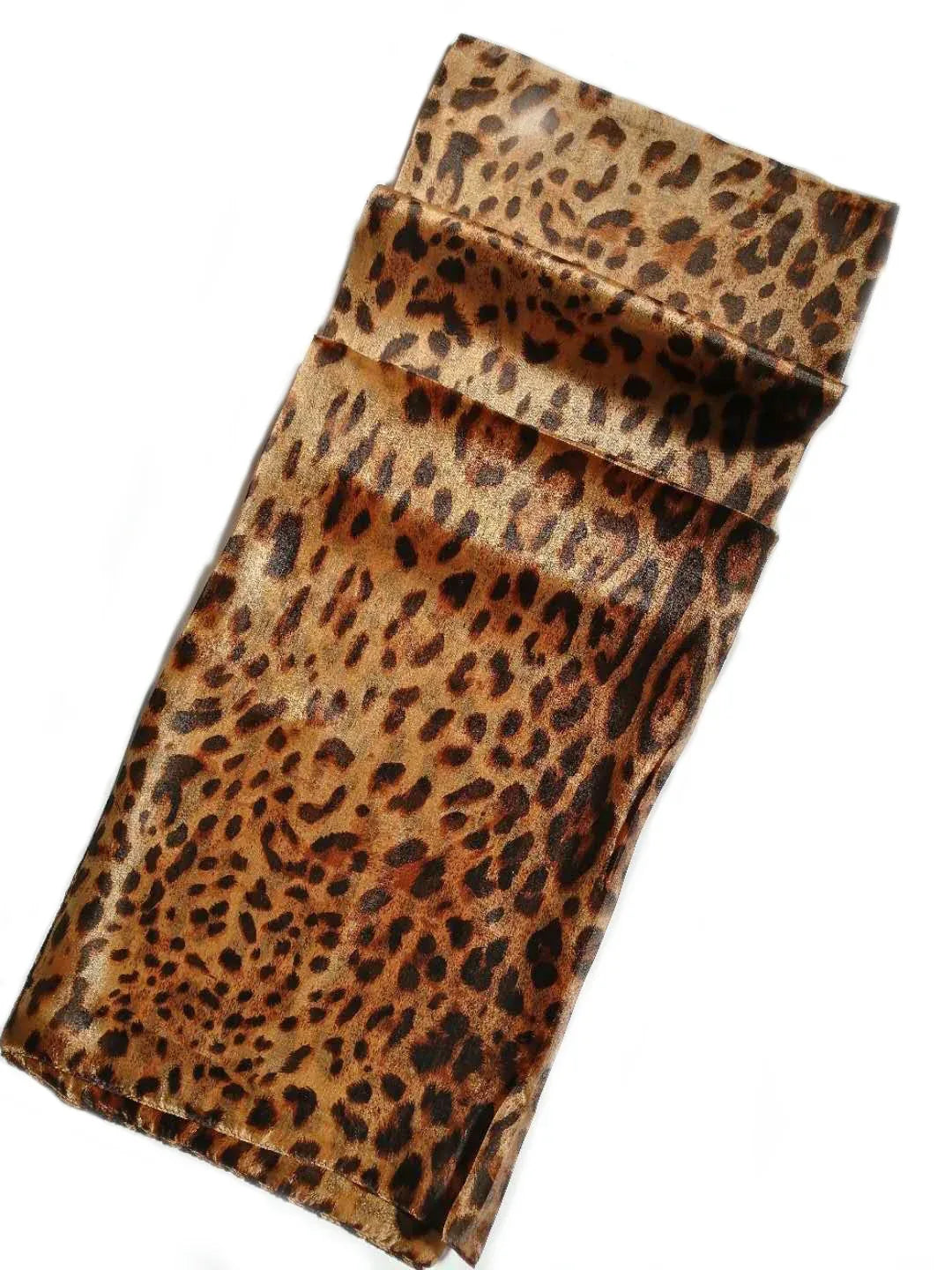 Rainbow Range| Long Silk Scarf Leopard Brown - Vshine Silk and Shine 