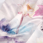 Silk Scarf Collections|Blossom Range|Lotus Design|Lilac|Long Silk Scarf - Vshine Silk and Shine 