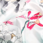 Silk Scarf Collections|Blossom Range|Lotus Design|White|Long Silk Scarf - Vshine Silk and Shine 