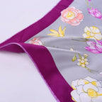 Large Square Satin Silk Scarf Spring Blossom Purple - Vshine Silk and Shine 