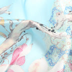 Silk Scarf Collections|Blossom Range|Magnolia Design|Blue|Long Silk Scarf - Vshine Silk and Shine 