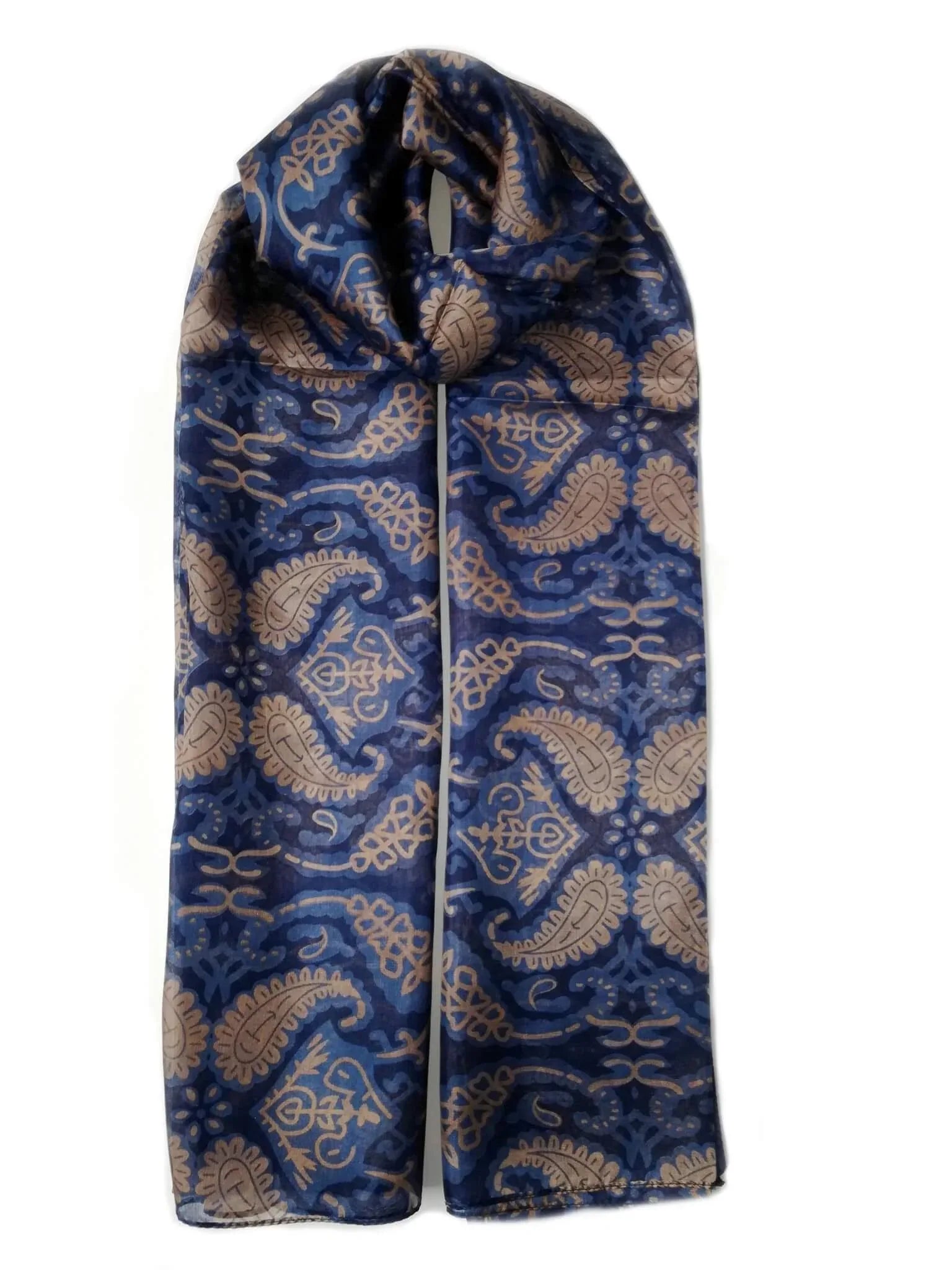 Rainbow Range|Large Silk Scarf Abstract Paisley Navy - Vshine Silk and Shine 