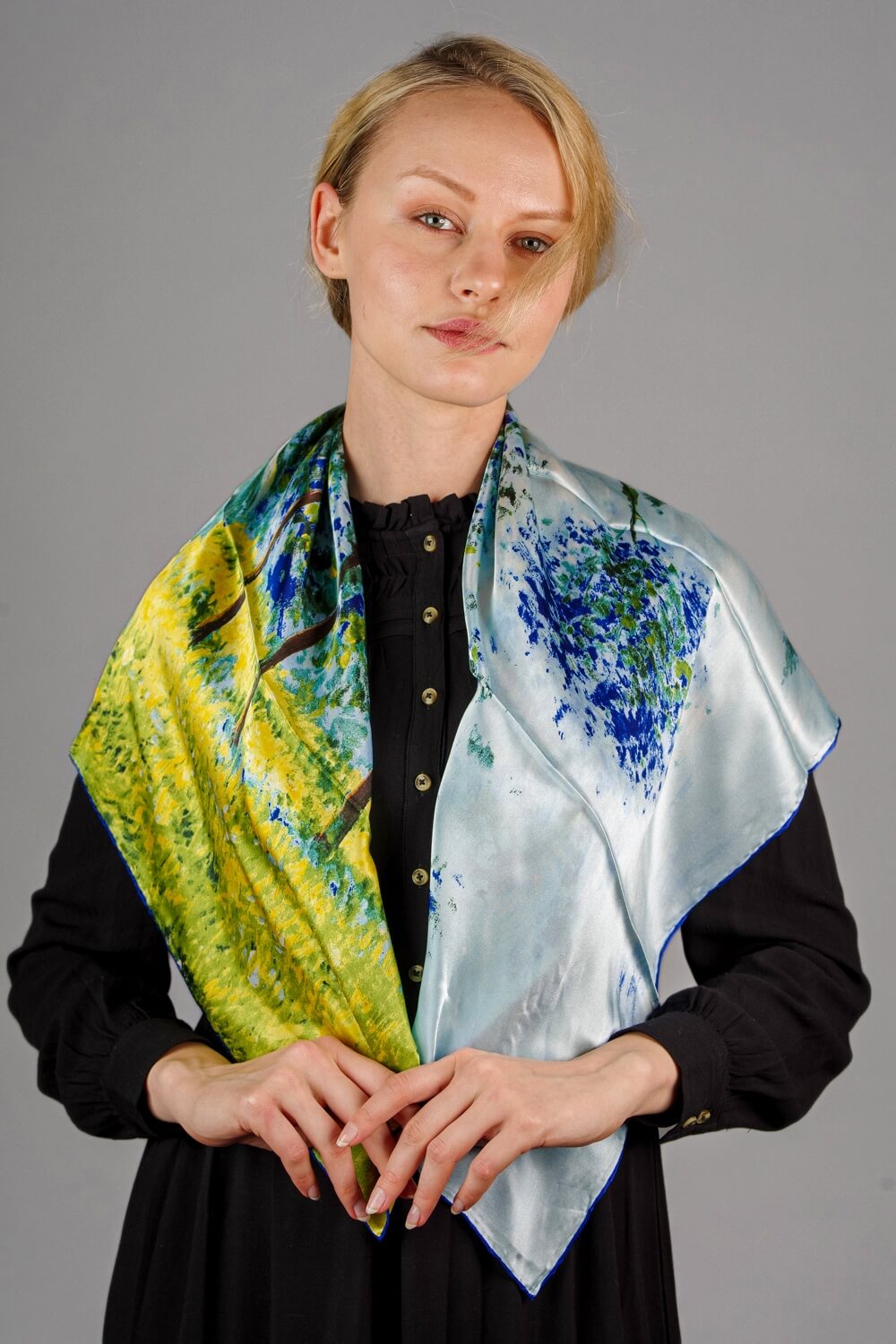 Oil Paint Silk Scarf| Oil Paint Spring Field - Vshine Silk and Shine 