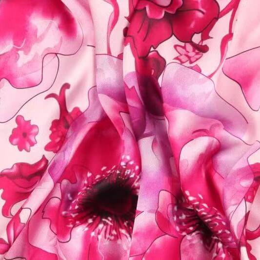 Vshine Silk and Shine Fashion Accessories|Silk Scarf Collection|Floral Power Design|Pink|Long Silk Scarf